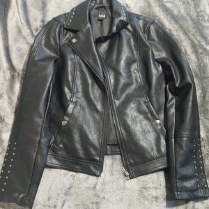 black faux leather jacket in sizes